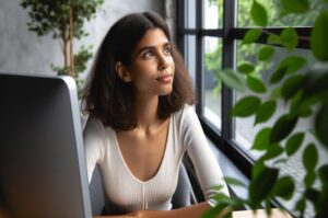 A woman practicing mindful seeing